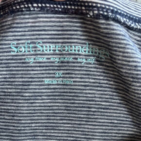 Soft Surroundings Top 3X Cotton Stretch Striped Cuffed Short Sleeve T-Shirt - Picture 7 of 12